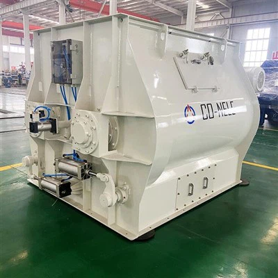 Funkcia zariadenia s lietajúcim nožom v miešačke na suchú maltu s-dvojitým hriadeľom